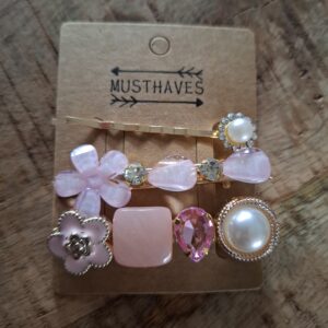 Haar schuifjes kleuren Roze en goud