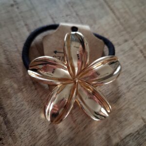 Haarelastiek zwart met gouden bloem