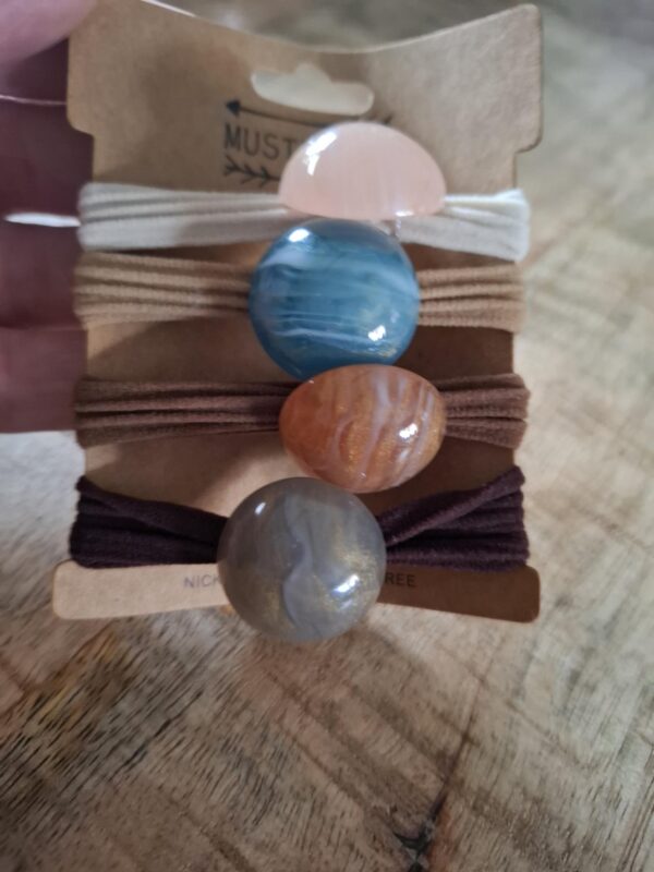 Haarelastiek met grote glasparel 4 stuks