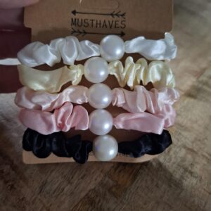 Haarelastiek 5 stuks met 1 parel